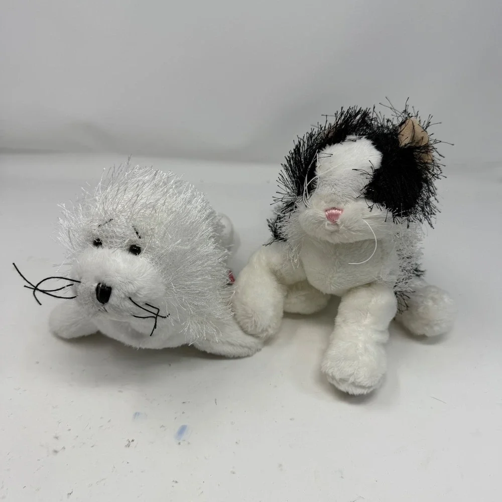 Ganz Webkinz Plush Lot Harp Seal HM023 & Black and White Cat HM016 Set of 2